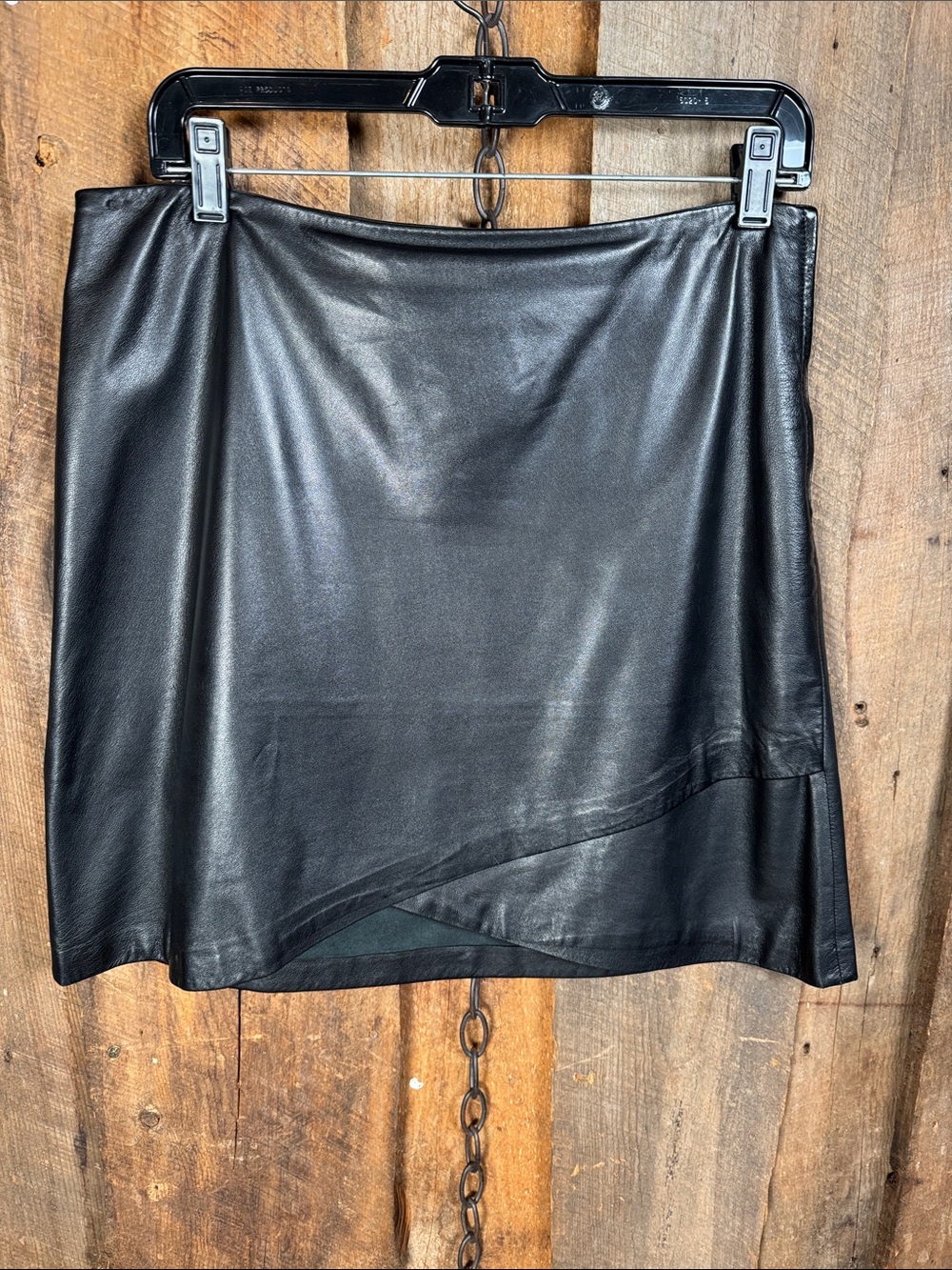 Piazza Sempione Black Asymmetrical Lamb Leather Mini Skirt